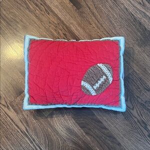 Pottery Barn Kids Small Pillow Insert and Sham with Chenille Football Appliqué